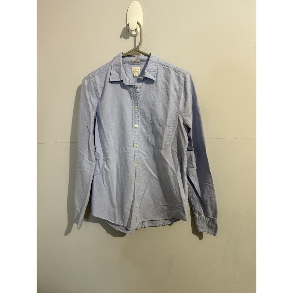 J‎ Crew Shirt Womens S Blue Boy Fit Button Up Long Sleeve